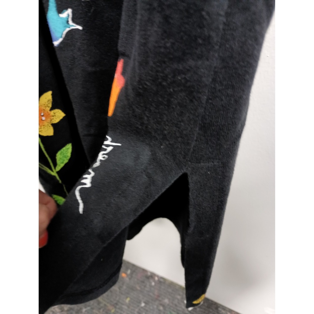 VTG Copa Cabana Wearable Art Maxi Dress Womens Large Black Floral Imagine Dream - Picture 8 of 10